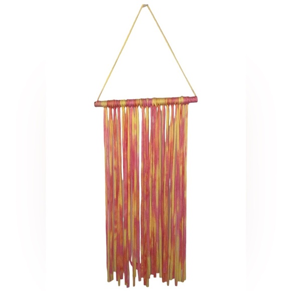 Hanging Boho Macrame Style Wall Art/Hanging w/Cotton Strings in Peach/Yellow - Picture 1 of 3